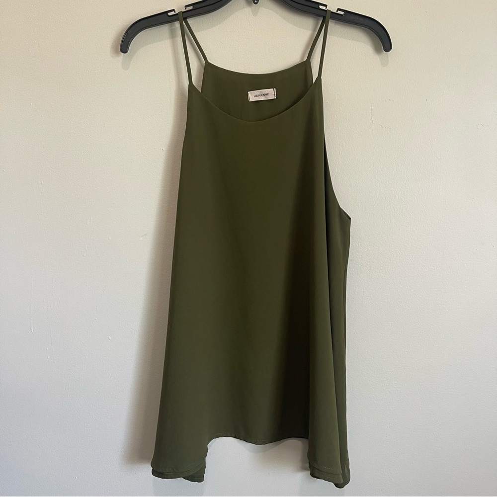 Adrienne Women's Green Tank Top Spaghetti Straps Size L